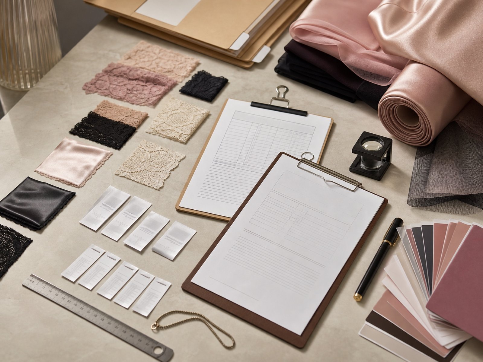 Material compliance preparation with fabric labels report documents and swatch samples