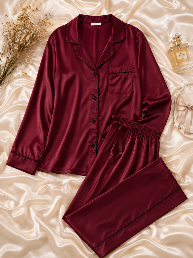 Satin Sleepwear Sets Long Pant Satin Sets product direction