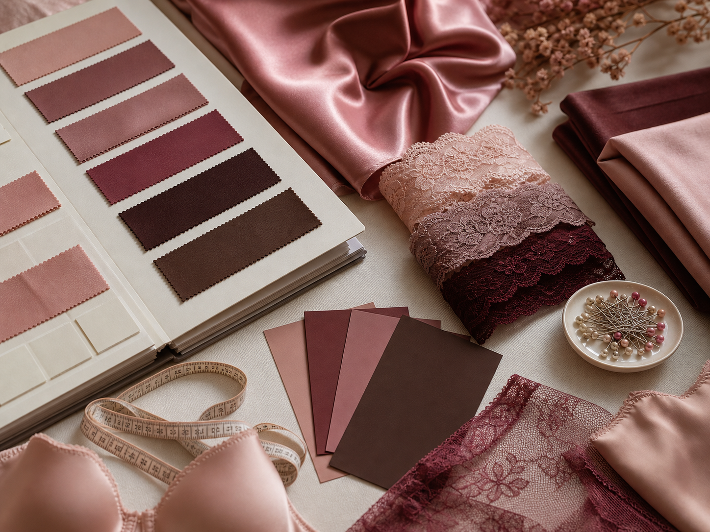 Fabric and trim references for lingerie and sleepwear development